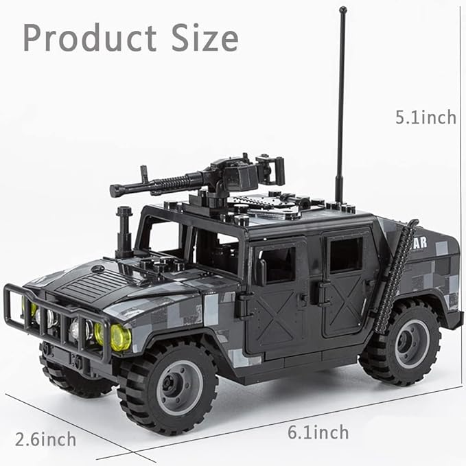 Military Vehicles Building Blocks Sets Compatible with Lego Military Off-Road Vehicle Set Army Model Kit STEM Toys for Boys Kids and Teens Ages 8-14(Black)