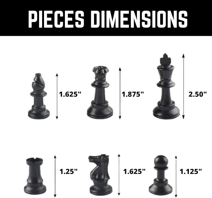 Tournament Chess Set: Portable and Professional Set with Travel Portable Plastic Tube Roll. Plastic Staunton Chess Pieces Foldable Vinyl Chess Board. (Black Board 13X13IN)