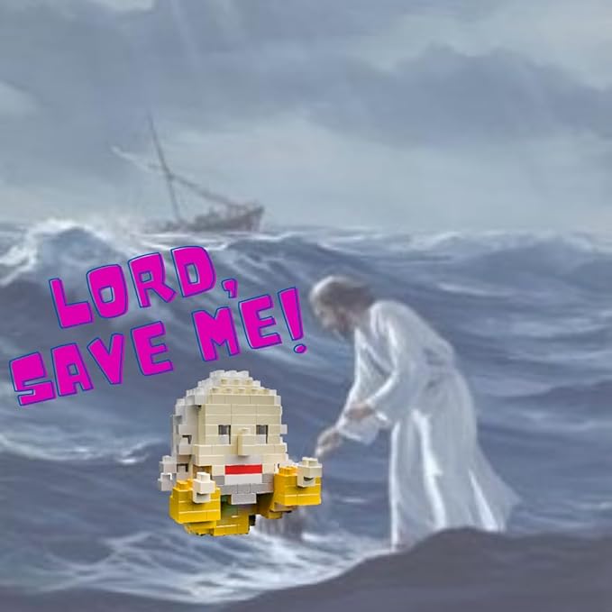Jesus Series-Jesus Saved Peter Mini Figurine Bible Story w/Lego Jesus Toy Nativity Building Set for Aged14+ Great Gift for Teenagers and Adults (850Pieces/6.3x3.1x4.3inch)