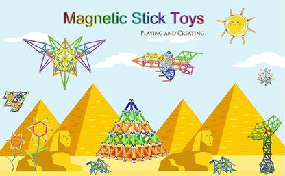 308 Pieces Magnetic Building Blocks Toys Magnet Construction Build Kit Education Toys 3D Puzzle for Kids Playing Stacking Game with Magnetic Bricks and Sticks Color Random