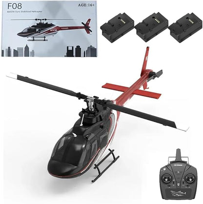 Hanll YUXIANG F08 Bell 206 RC Helicopter for Adults 1/27 2.4G 6CH Brushless Direct-Drive 6G Flybarless RC Helicopter with 6-Axis Gyro Optical Flow Positioning RTF/ 3 Battery