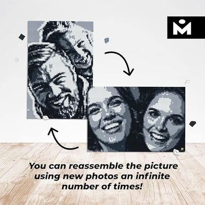 Building Set Model M | Craft Kit for Adults |Custom Photo Mosaic That Turns Any Picture into a Pixel Art Made from Building Blocks | Personalized Wall Art and Original Gift