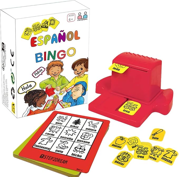 Spanish Vocabulary Bingo for Kids | Educational Learning with Sight Words | Boosts Language and Matching Skills | Ideal for Classroom and Home Use | Spanish Board Game