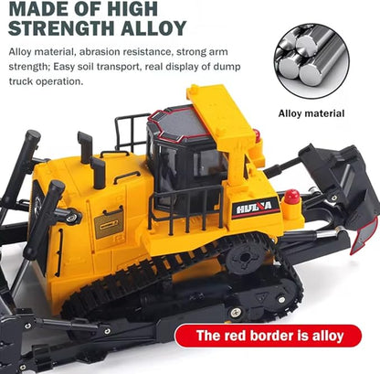 HUINA 1554 1/16 Scale Remote Control Bulldozer 2.4GHz 11CH RC Construction Vehicle with Lights &amp Sound Toy Electric Toys for Kids 8+ Years Old