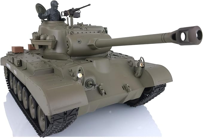 US in Stock 2.4GHz Heng Long 1/16 Scale M26 Pershing RTR RC Tank - 340° Rotating Turret Somke Unit Infrared Combat Lifting Barrel Light &amp Sound BB Shooting Airsoft Tank