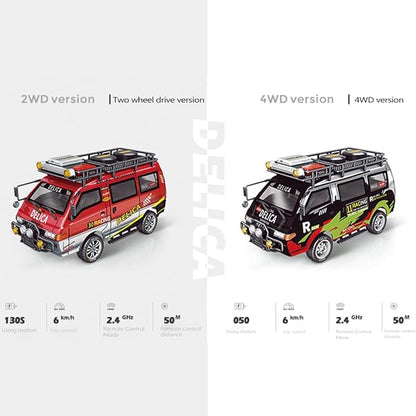 1:24 Scale RC Delica Van Model 2.4Ghz Full Proportional 2WD RC Model Vehicle with 130S Motor Remote Control Car for Adults &amp Hobbyists