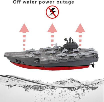 Remote Controlled Warship Battleship Aircraft Carrier 10km/h 4WD 2.4G RC Boat On Water Lakes Pools Exhibits Models for 14Y+ Beginners