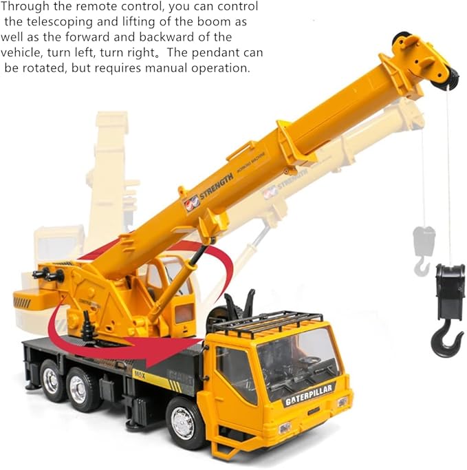 RC Crane Construction Tractor Remote Control Large Crane Truck wiht Light and Sound Rechargeable Electronics Hobby Toys for Kids Boys Child (Yellow)