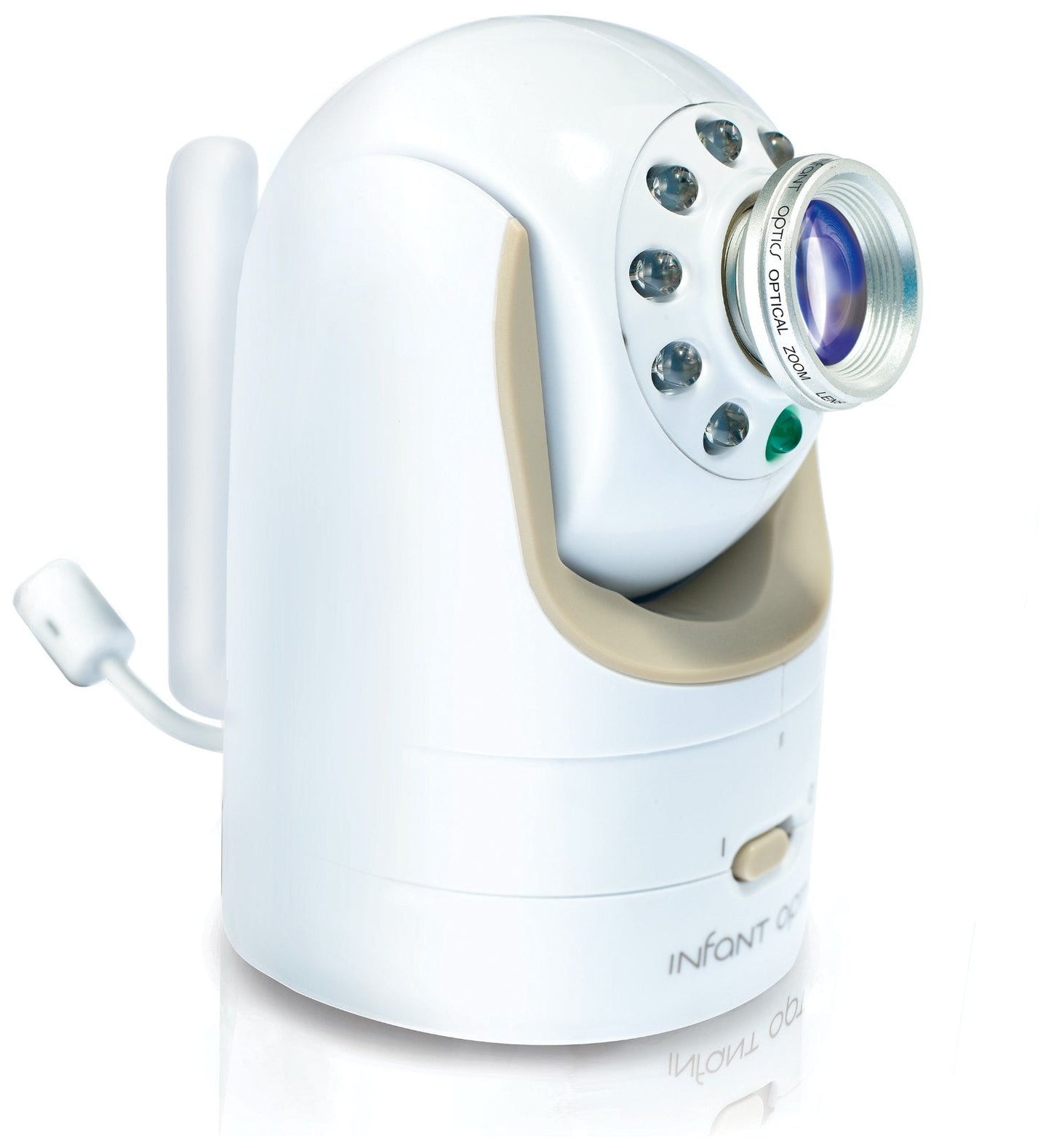 Infant Optics DXR-8 480p Video Baby Monitor, Non-WiFi Hack-Proof FHSS Connection, Interchangeable Lenses, Pan Tilt Zoom, LED Sound Bar, Night Vision, and Two-way Talk, low battery