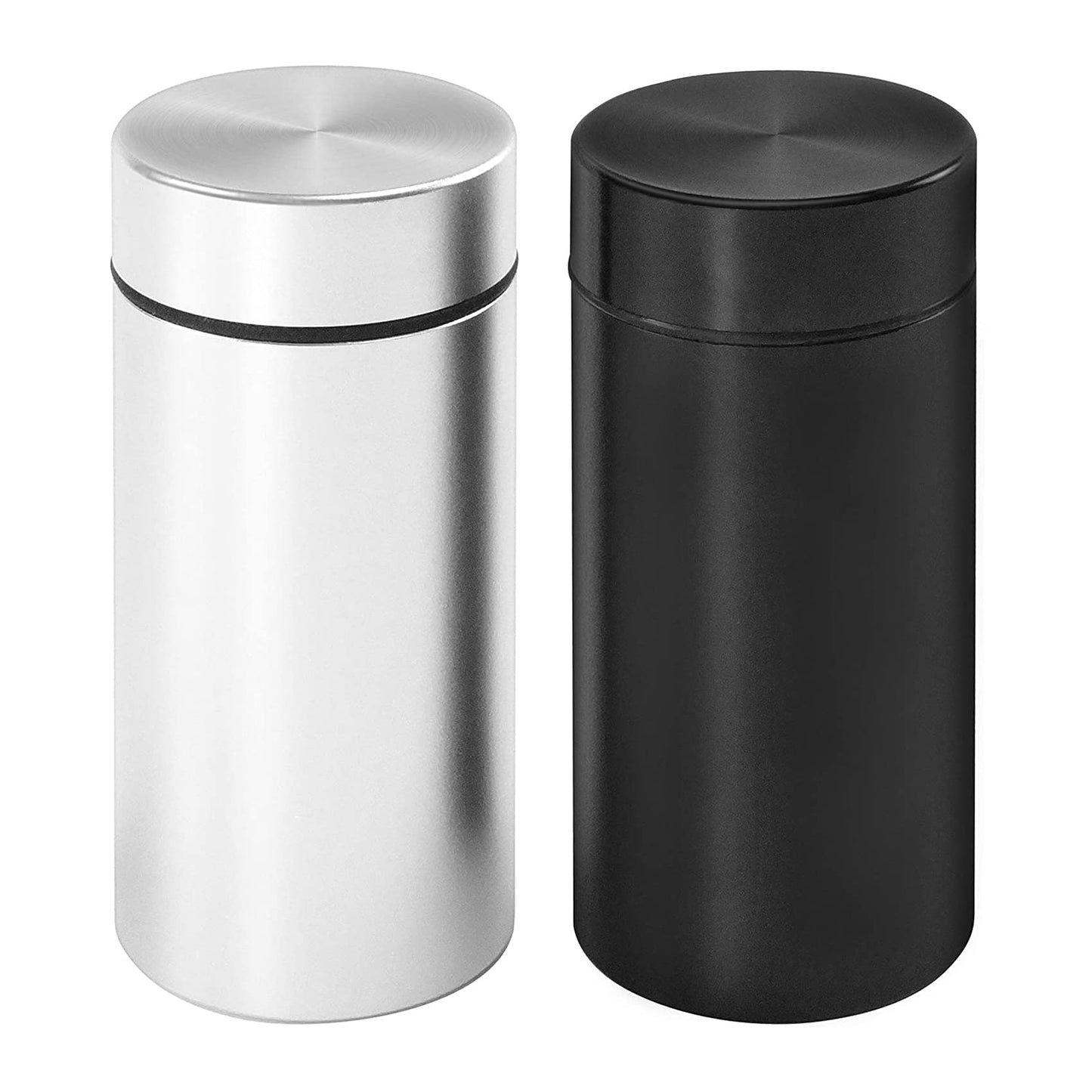 OZCHIN Aluminum Storage Jar Portable Airtight Smell Proof Container Bottle Multipurpose Storage Container for Spices, Coffee & Teas 80ml (Silver&Black)