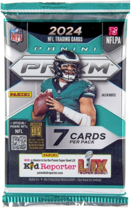 2024 Prizm Football Mega Box (Neon Green Pulsar) (42 Cards) (Look for Williams Daniels Maye Nix Penix McCarthy Rookies!)
