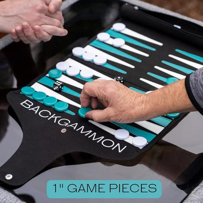 Roll-Up Travel Backgammon Game | Lightweight Roll-up Backgammon Set | Travel Backgammon Sets for Adults | Travel-Size Strategy Game for Camping Backpacking or Beach | Wine &amp White