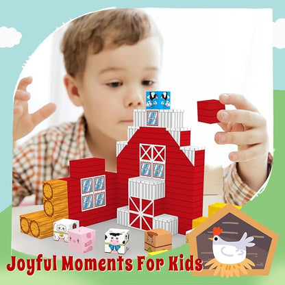Allenjoy 80PCS Fall Autumn Farm Theme Magnetic Blocks STEM Educational Magnet Building Set for Kids Ages 3+ Creative Birthday