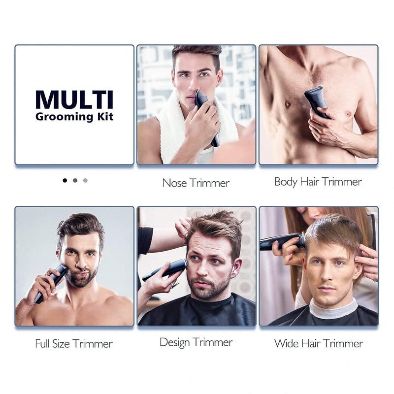 Hatteker Mens Beard Trimmer Grooming kit Hair Trimmer Mustache Trimmer Body Groomer for Nose Ear Facial Hair Cordless Waterproof 5 in 1