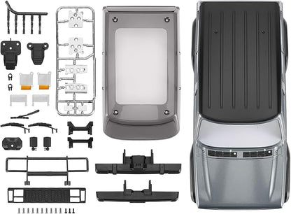 INJORA 6.10in 133g Wheelbase ABS Hardtop Cherokee Body for TRX4M Bronco Defender Chassis 1/18 RC Crawler Upgrade(Silver Grey)
