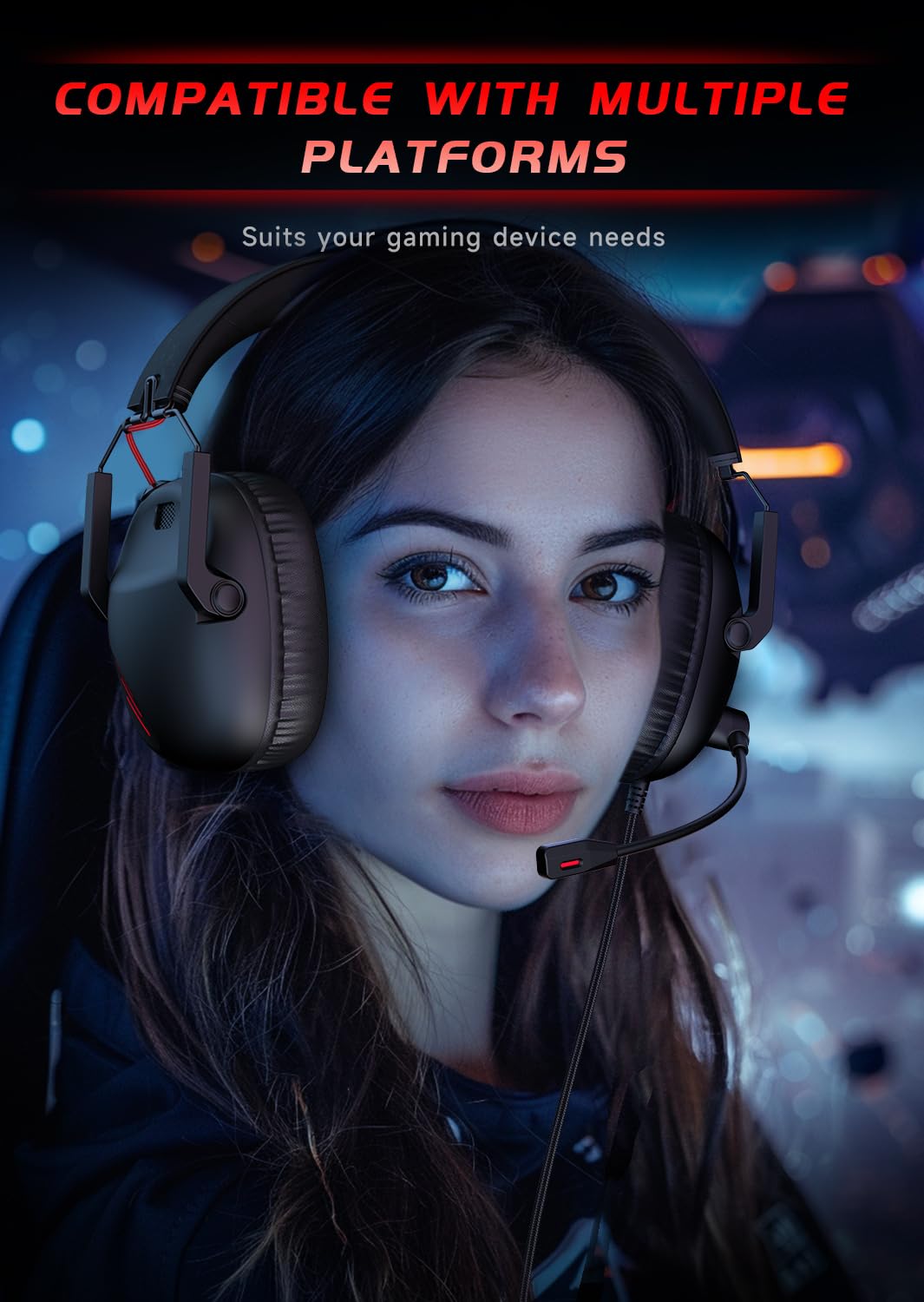 KAPEYDESI CM7007 Gaming Headset for Xbox Series X|S, Xbox, PS5, PS4, PC, Switch, Gaming Headphones with Noise Canceling Microphone, Folding Design, 50MM Dynamic Drivers, 3.5MM Audio Jack, Black Red