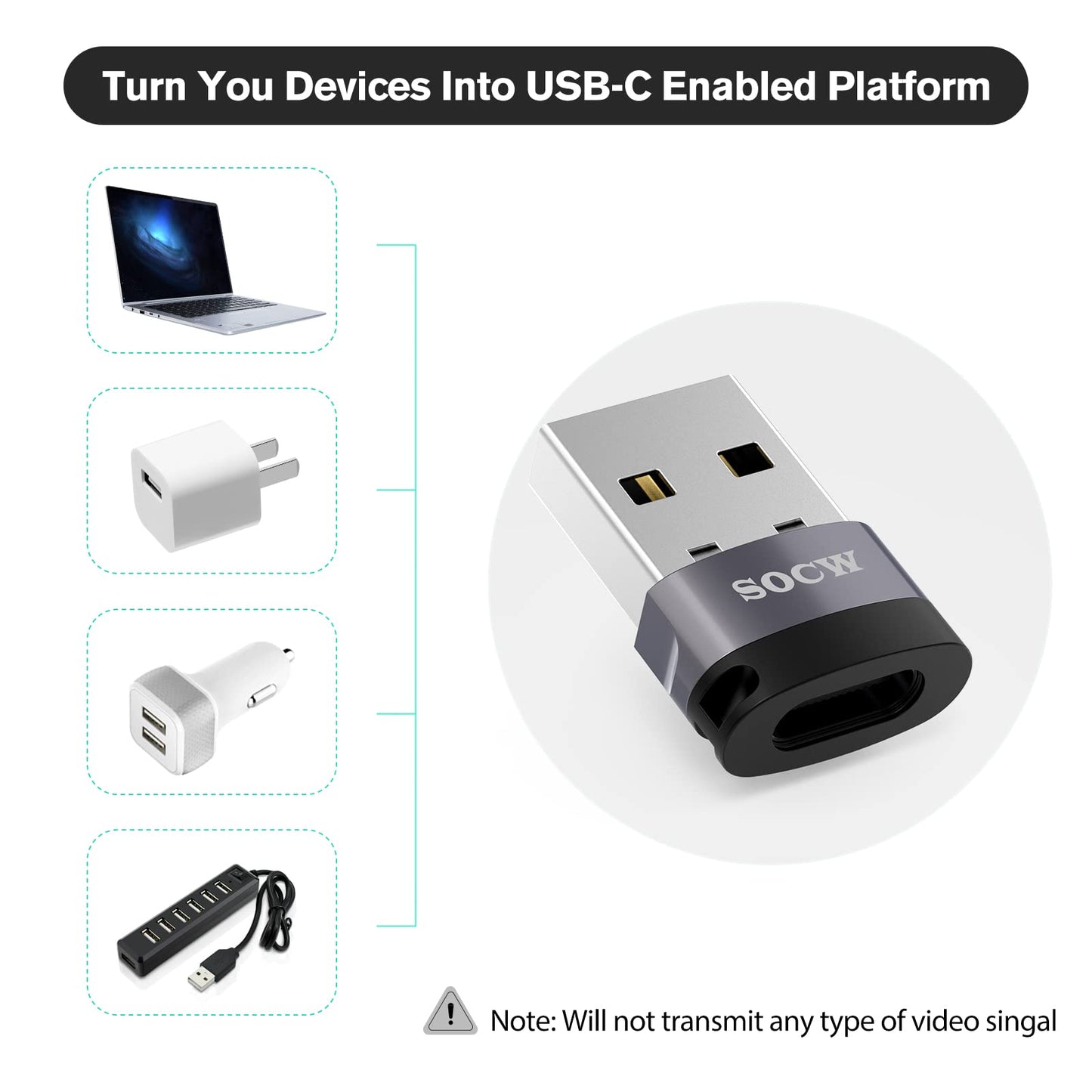 USB C to USB Adapter (4 Pack),USB-C Female to USB Male, Type C to USB A Converter Compatible with Apple MagSafe, iPhone 11 12 13 14 15 Pro Max, Samsung Galaxy Note,Google Pixel etc, Grey