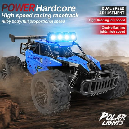 Remote Control Car Monster Truck Toys 1:16 Scale RC Car For Boys 2.4GHz High Speed 20 km/h With LED HeadlightsRechargeable RC Cars Gifts for Boys 4-7 8-12 Christmas Beginner Kids 6-12+ (Black)