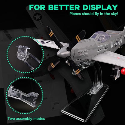 P-51 Mustang Fighter Airplane Military Building Set with Display Stand - 258 Piece Model Kit for Adults Collectors &amp Hobbyists