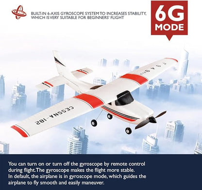 RC Airplane F949pro RC Plane 1020 Motor 3CH 2.4GHZ EPP RC Plane for Adults CESSNA-182 3D6G Gyroscope RTF RC Glider Planes with 2 Batteries Replaceable Parts (LED 2BSL)