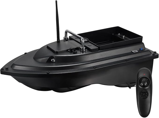 RC Fishing Bait Boat with 2 x 5200mAh Batteries &amp Carrying Bag 1640FT Remote Range 3.3LB Load Capacity Speed Cruise Night Lights – Remote Control Carp Bait Boat (Black)