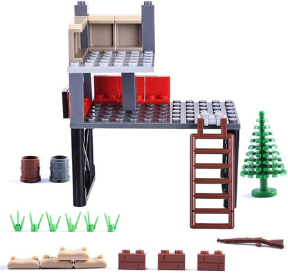 General Jim's Military Brick Building Set - Custom Building Blocks Battle Scene - Weapons Forts Walls Lookout Towers Sandbags Trees and More - World War 2 Set for Teens and Adults