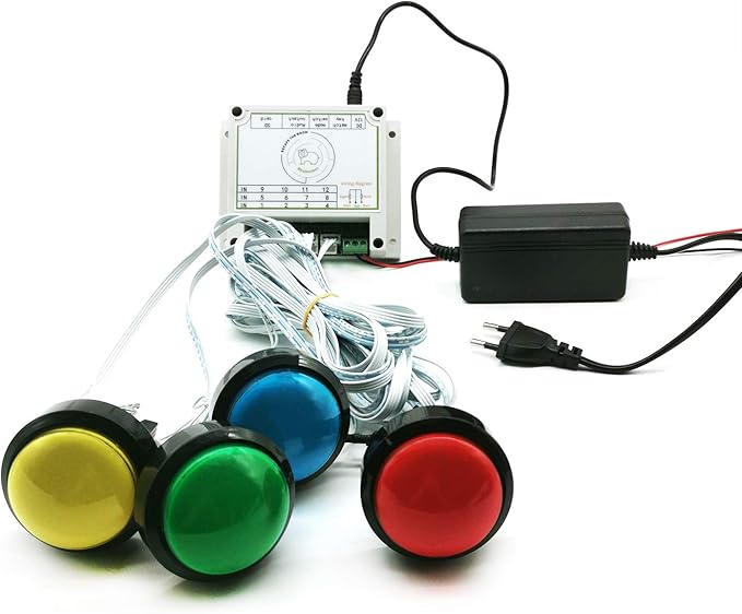 Escape Room Props 5 Colors Buttons Mechanism Press It In Order To Control 12V Magnet Lock For Exit Game Owner Player Adventurer (10 Buttons No Audio)
