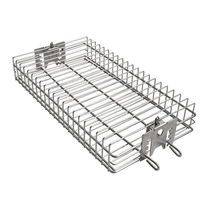 onlyfire 6042 Chrome Plating Steel Flat Grill Rotisserie Basket for Most Grills, Fits 1/2" Hexagon, 3/8" Hexagon, 3/8" Square & 5/16" Square Spit Rods