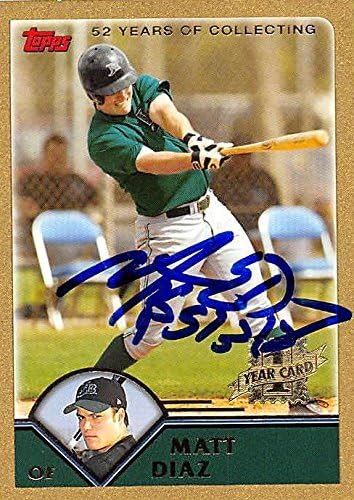 Sports Memorabilia Autograph Warehouse 247507 Matt Diaz Autographed Baseball Card - Tampa Rays 2003 Topps 1st Year - No. T170 Rookie