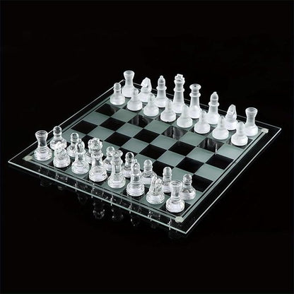 Elegant 10-Inch Glass Chess Set – Premium Quality Board Game for All Ages Ideal Gift for Chess Lovers &amp Stylish Home Decor