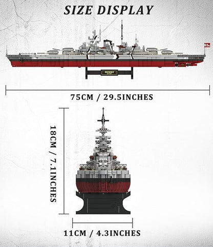 Gonli Bismarck Battleship Building Blocks Set - Germany WW2 Military Building Toys for Adults - Classic Cruiser Model Bricks - Gifts for Adults