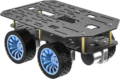 Yahboom 4WD Smart Chassis Car Kit with Aluminum Alloy Chassis520 Encoder Motor65mm WheelsRobotic Moving Platform (Black Unassembled) (Without Battery)