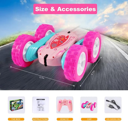 FREE TO FLY Rc Stunt Cars: Double Sided 360°Flip Rotating 4WD Race Car Toy for Outdoor &amp Indoor for 6 7 8 9 10 11 12 Year Old Girls Boys Birthday Gift for Kids Ages 6+