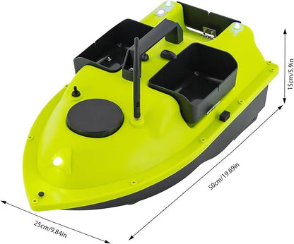 RC Bait Boat 600m/1968ft Long-Distance Control Surf Fishing Bait Boat 4.4LBS Loading Capacity with Dual 5200mAh Battery and LCD for Lake/Ocean Angling Auto Navigation (Green)