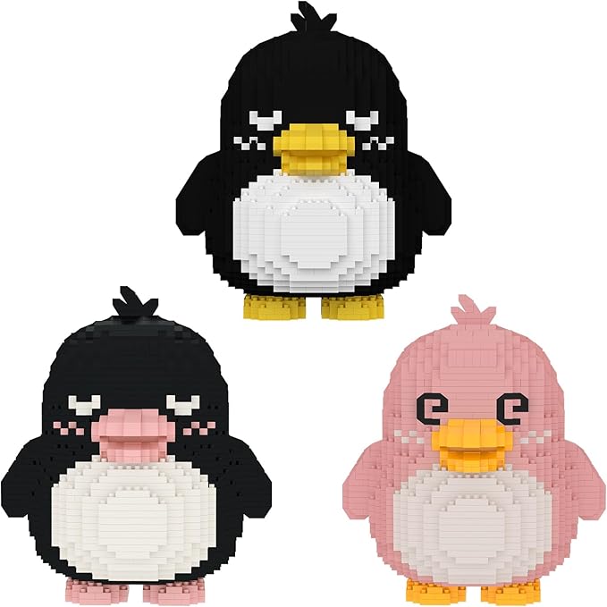 Larcele Micro Building Blocks Animal Set DIY Mini 3D Building Toy Bricks1519 Pieces KLJM-07 (Dizzy Penguin)