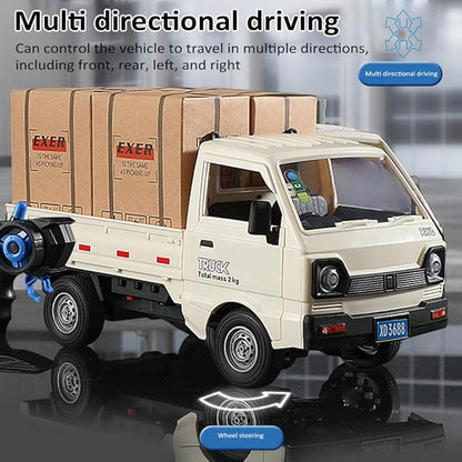 Remote Control Car RC Kei Truck1:16 Scale RC Transporter Pickup Truck 2.4GHz All Terrain RC Transport Cars with Spray &amp Light 3 Batteries (Green)