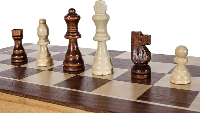 Wooden Chess Set for Adults and Kids 15 Portable Chess Board Set with Chess Pieces &amp Drawstring Bag