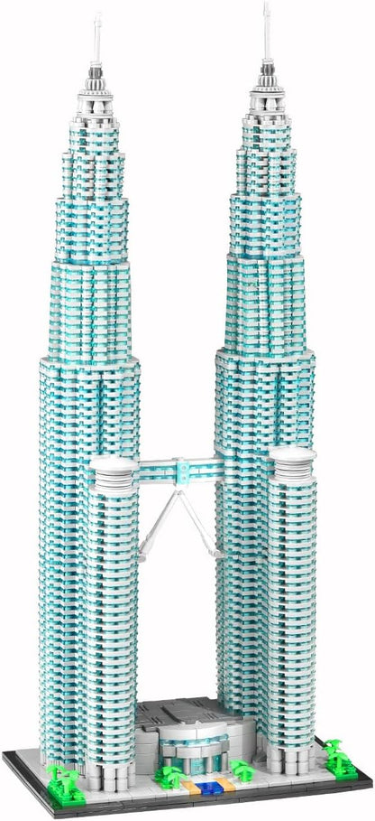 1:800 Malaysia Twin Towers Architecture Building Blocks Set Kuala Lumpur Petronas Tower Modular Construction Kit for Adults &amp Teens (5839 Pieces)