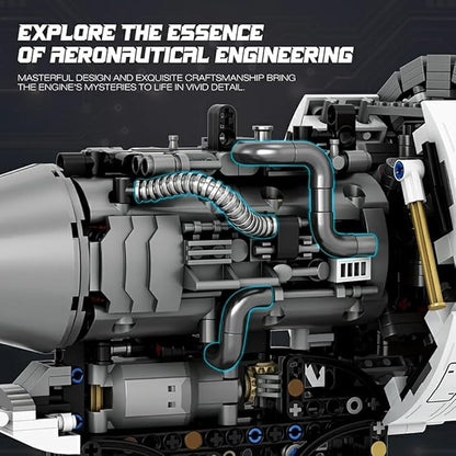 Aircraft Turbofan Engine Building Blocks Set for Adults - Powered Model with Motor STEM Engineering Toy Gifts for Builders (1786 Piece)
