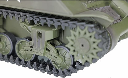 Heng Long US in Stock RC Tank 2.4G 1/16 Scale 7.0 Plastic Version M4A3 Sherman Smoking Unit Battle Tank Military Transport Vehicles 340° Rotating Turret IR Combat Model 3898 BB Airsoft