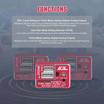 AGFRC Upgraded Mini Z RC Gyros - Mini Gyros for Drifting Mini-Z Car/Full Aluminum 4Gram Precision Red RC Gyro Set for Competition Grade RC Drifting (GY04M V3.5)