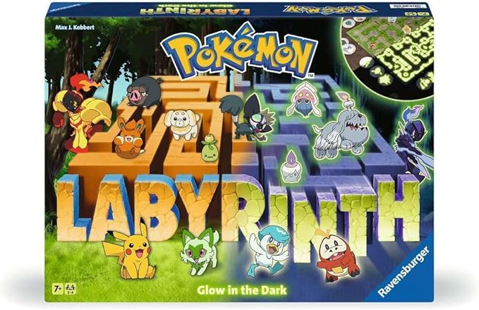 Ravensburger Pokémon Labyrinth Glow in the Dark - Sliding Fun with Your Favorite Pokémon - Playable in Light and Dark for 2-4 Players Ages 7 and Up