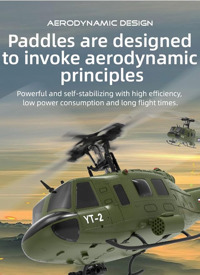YU Xiang F07 Bell UH-1 Huey RC Helicopter for Adults 1/34 2.4G 6CH Brushless Direct-Drive 3D/6G Flybarless Advanced RTF RC Helicopter with Optical Flow Positioning - 1PCS Battery