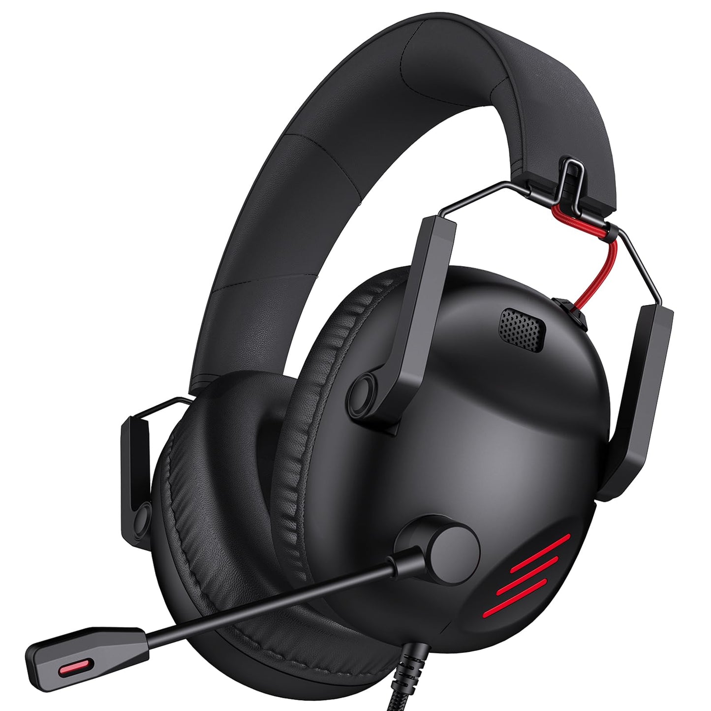 KAPEYDESI CM7007 Gaming Headset for Xbox Series X|S, Xbox, PS5, PS4, PC, Switch, Gaming Headphones with Noise Canceling Microphone, Folding Design, 50MM Dynamic Drivers, 3.5MM Audio Jack, Black Red
