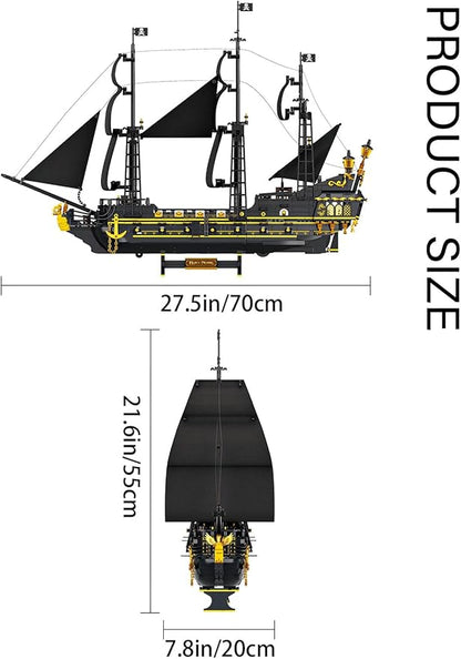 SEMKY Pirate Series Black Devil Pirate Ship MOC Building Blocks and Engineering Toy（2076 Pieces）