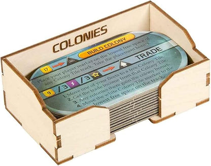 The Broken Token Terraforming Mars Compatible Expansions Game Organizer - Wood Storage Box with Multiple Trays &amp Card Shoe - Wooden Game Organizer
