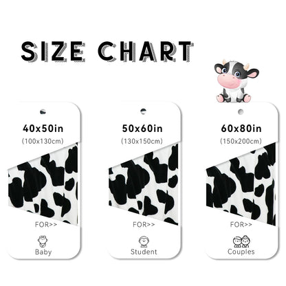KIVEE Round Cow Print Blanket Throws Lightweight Fleece Soft Cozy Throw Blanket Fuzzy Warm Plush Cow Printed Blankets & Throws for Travel Chair Bedroom Living Room Sofa 50"x60"