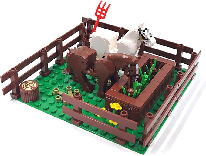 Farm Animals Zoo Building Block Set A Farm Animal Building Toys Sheep Horse Farm Chicken Coop Panda Giraffe Cowshed Duck Pond Compatible with Lego 853792 Accessory for Ages 6-12