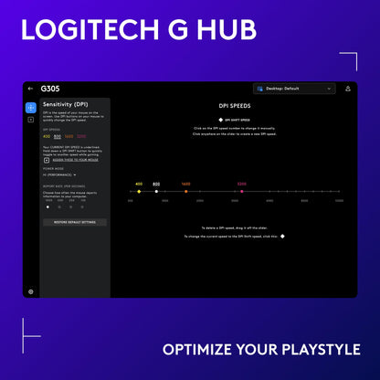 Logitech G305 LIGHTSPEED Wireless Gaming Mouse, Hero 12K Sensor, 12,000 DPI, Lightweight, 6 Programmable Buttons, 250h Battery Life, On-Board Memory, PC/Mac - Lilac