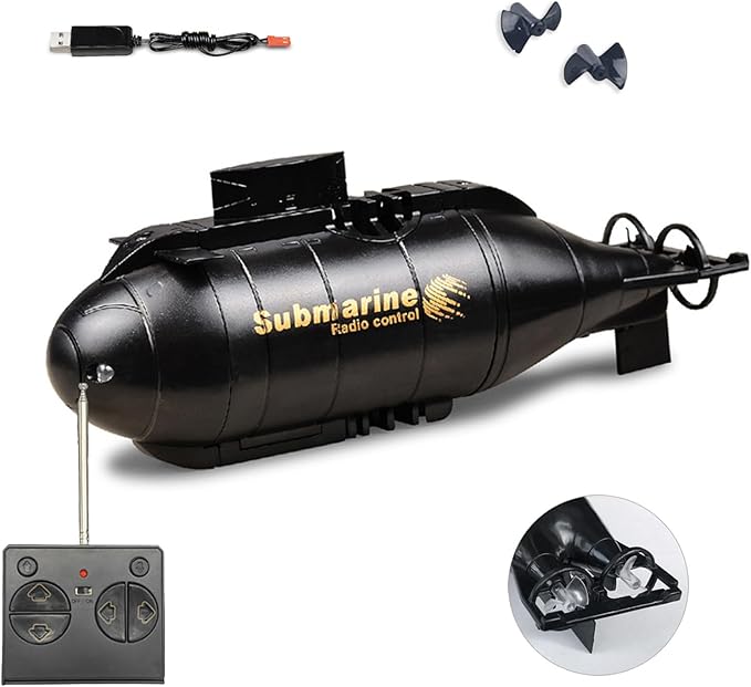Mini RC Submarine Boat for Kids 6CH Remote Control High-Speed Waterproof Diving Toy for Pools Lakes Bathtubs – Gift for Boys and Girls（Black）